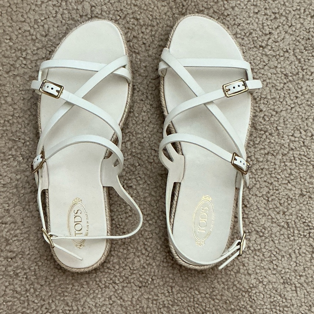 Tod's White Strappy Sandals